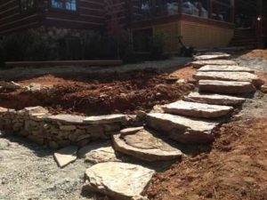 Stairs before residential landscaping work